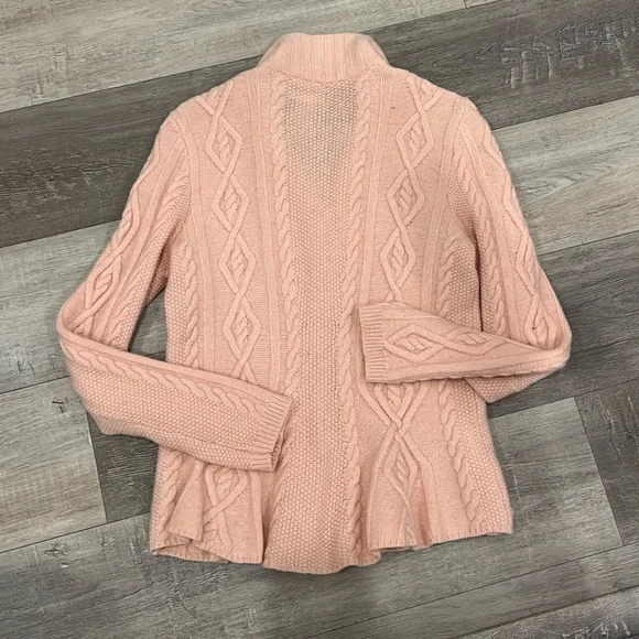 Neiman Marcus 100% Cashmere Pink Cable Knit Zip Sweater 💕 - Picture 3 of 4
